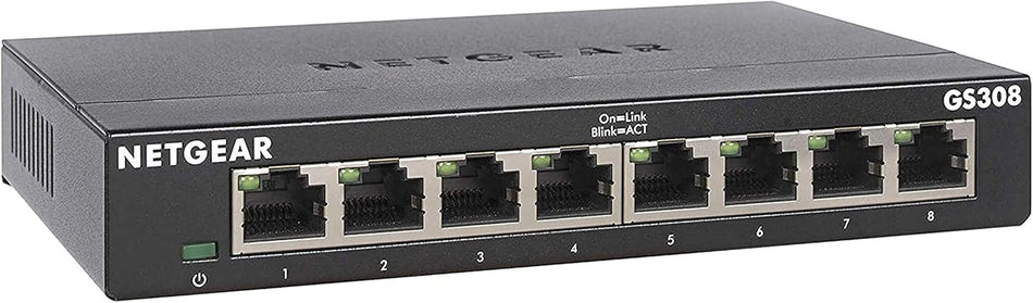 NETGEAR 8-Port Gigabit Ethernet Unmanaged Switch GS308-300PES Home Network Hub, Office Ethernet Splitter, Plug-and-Play, Silent Operation, Desktop or Wall Mount