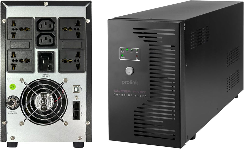 Prolink 3000VA Line Interactive UPS (Fast Charging, Tri-colour LED indicators & USB Port)