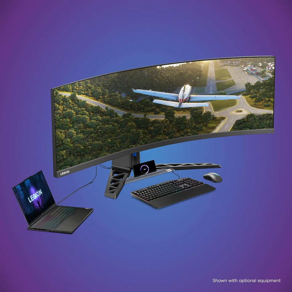 Lenovo Legion R45w-30 Gaming Monitor, 44.5” 32:9 Curved, DualQHD Resolution, 170Hz Refresh, 1ms MPRT, AMD FreeSync Premium Pro, HDR400, KVM, USB-C, RJ45, Lift/Tilt/Swivel Stand, 450 nits, Black - 3 Years Warranty