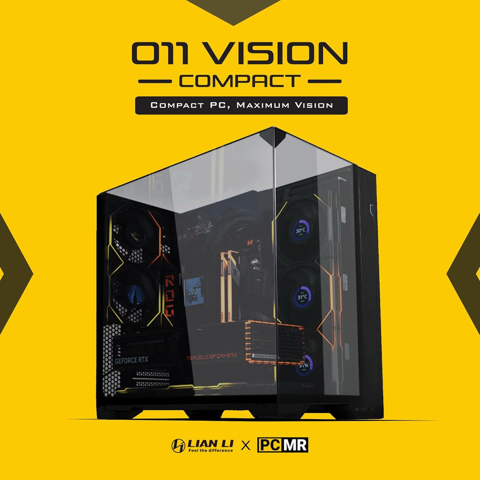 Lian Li O11 Vision Compact Black-Steel-Tempered Glass ATX Mid Tower