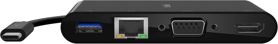 Belkin AVC005BTBK USB-C Multimedia Adapter with Ethernet, USB-A 3.0, VGA, and 4K HDMI ports