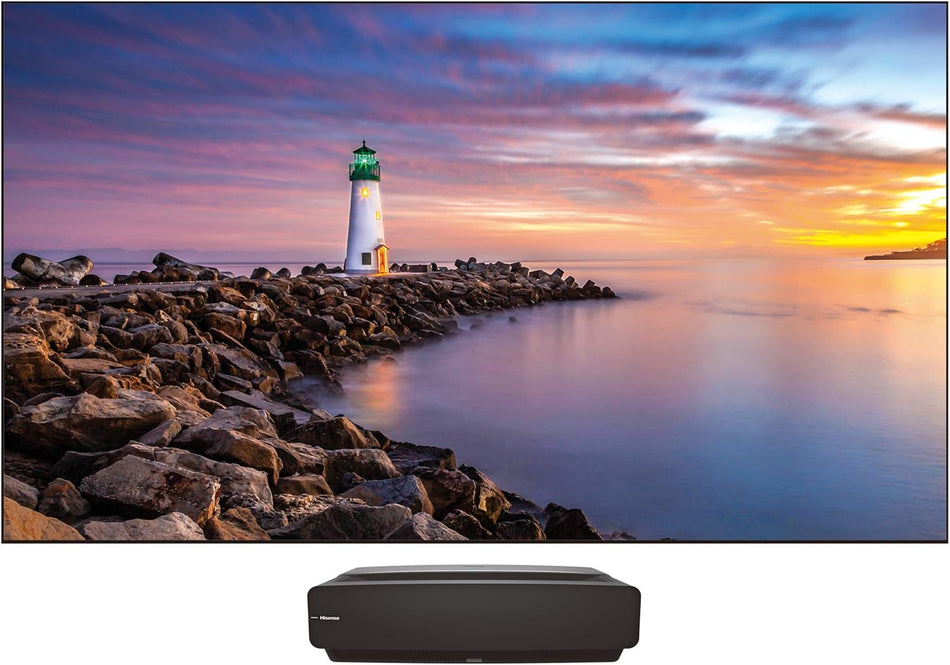 Hisense HE120L5F Laser Cinema 4K Ultra Short Throw Laser Projector with 120” ALR Screen | 2700 ANSI Lumens | Android TV | HDR10 | Built-in Alexa and Google Assistant