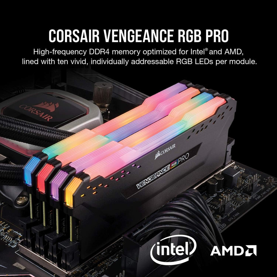 Corsair Vengeance RGB Pro 16GB DDR4 3200 (PC4-25600) C16 Desktop Memory - Black (CMW32GX4M2E3200C16) - 1 Year Warranty