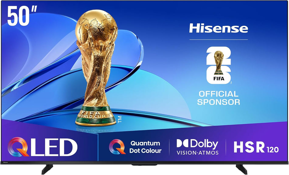 Hisense 50 inch QLED Smart TV E7Q-Quantum Dot Colour, AI Picture, Dolby Vision, Dolby Atmos, Share to TV, Voice Control, Filmmaker Mode, Youtube, Netflix, Disney+ 50E7Q