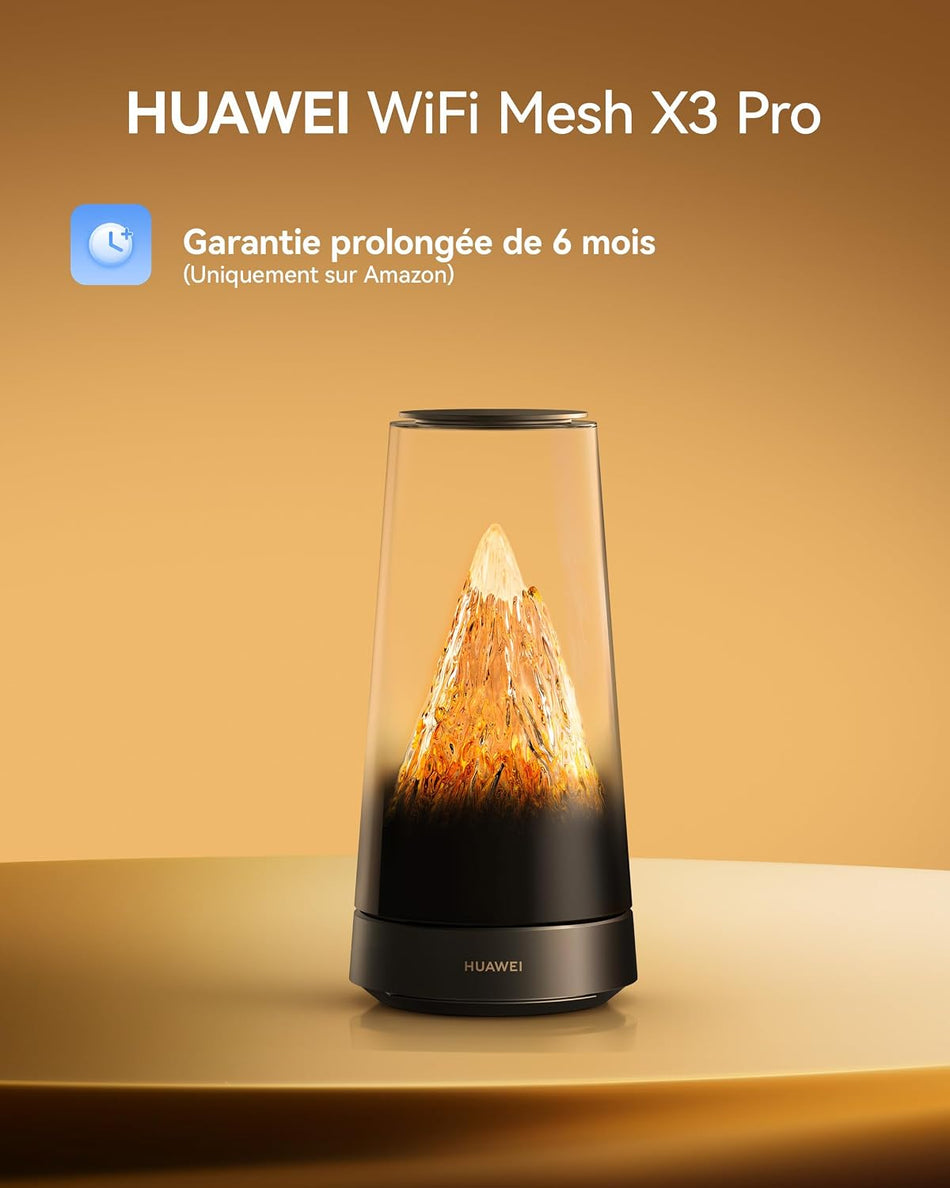 HUAWEI WiFi Mesh X3 Pro Suite - 3600 Mbps (3.6 Gbps) Dual-Band Wi-Fi 7, Whole-Home Mesh Coverage, 512MB RAM, Dual Air Vent Cooling System & Ambient Glowing Lighting - Black