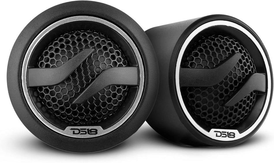 DS18 ZXI-T1 Premium 1-Inch Component PEI Dome Tweeter, Aluminum Voice Coil, 100 Watts Max, 25 Watts RMS, 4-Ohm High-End Surface or Flush Mount Car Audio Tweeter (Pair)