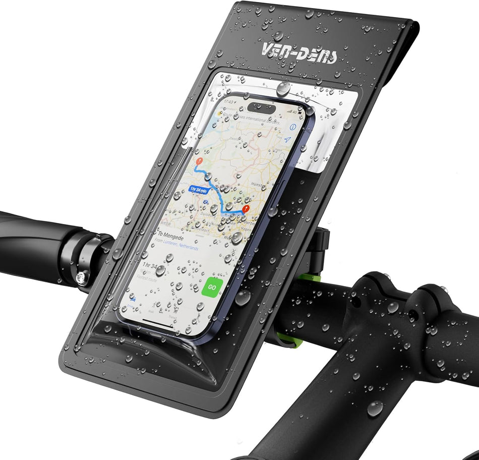 Ven-dens VD-HD030 Motorcycle Bicycle Holder Waterproof Case Rain Sun Protection Black