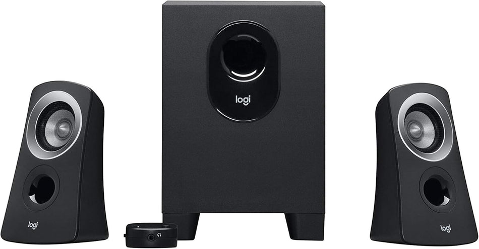 Logitech Z313 2.1 Multimedia Speaker System with Subwoofer, Full Range Audio, 50 Watts Peak Power (25W RMS), Strong Bass, 3.5mm Audio Inputs, PC/PS4/Xbox/TV/Smartphone/Tablet/Music Player - Black - 2 Yrs Warranty