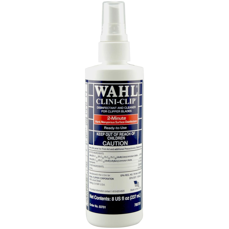Wahl Professional Clini-Clip Spray, Fast-Acting Cleaner and Lubricant for Clipper Blades, Purifies Grooming Tools, Reduces Friction and Heat8OZ 03701