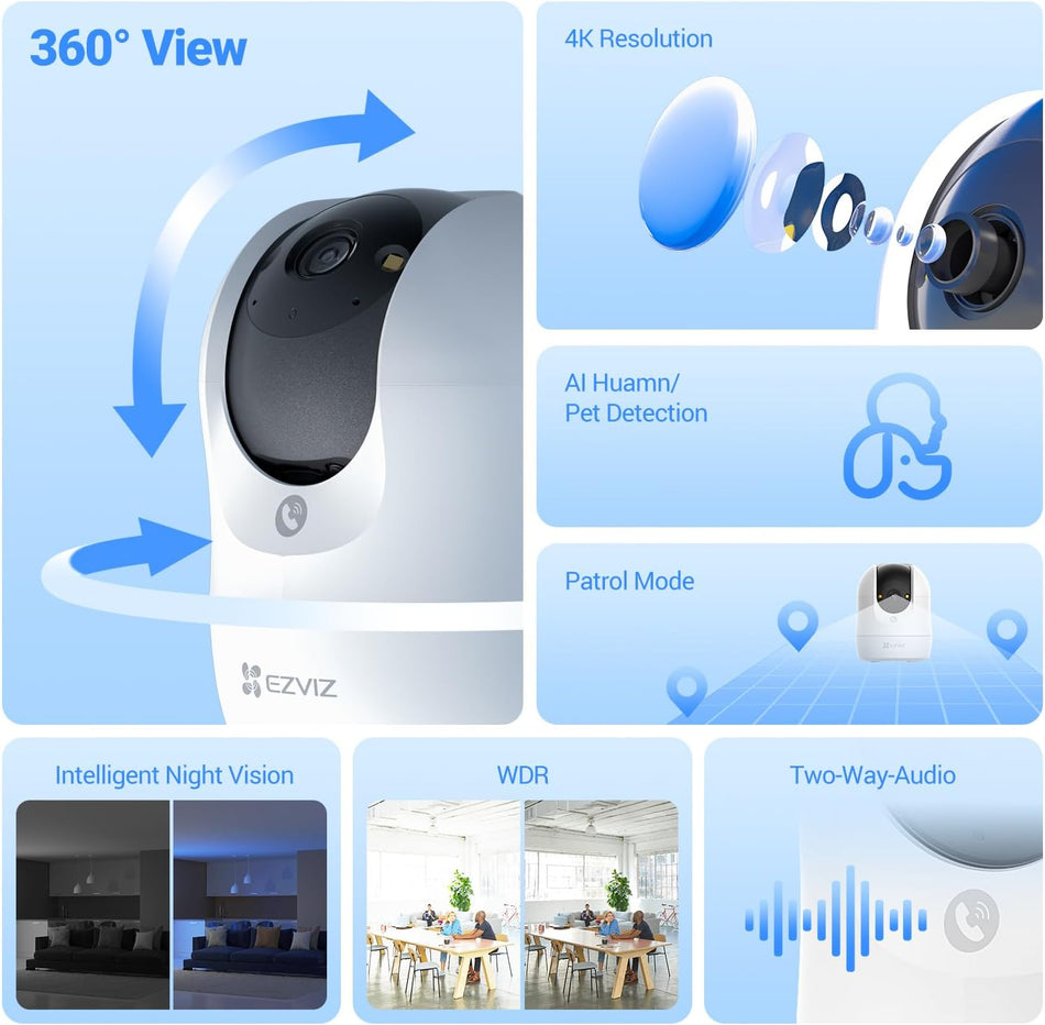 EZVIZ C6N G1 4K WiFi Indoor Surveillance Camera Wired, 360°, Call-Button, Colour
