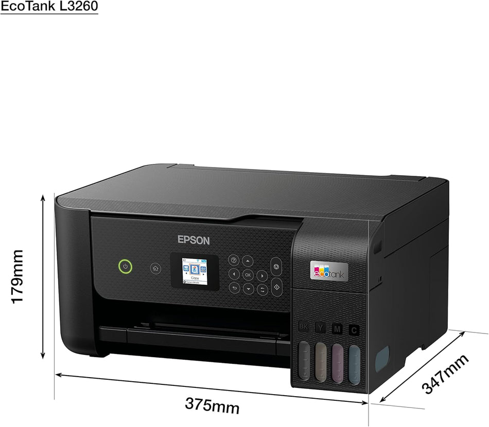 Epson EcoTank L3260 All-in-One Multifunction Ink Tank Printer (Print, Scan, Copy, Wi-Fi, Wi-Fi Direct, Apple AirPrint, 3.7 cm LCD Screen)