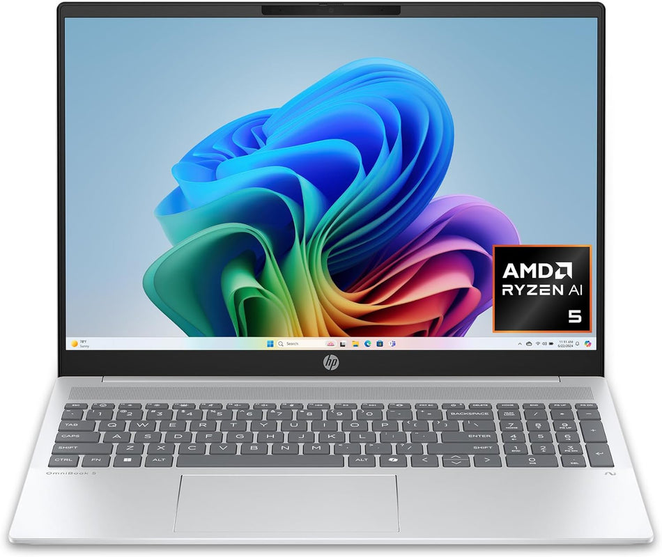 HP OmniBook 5 Laptop 16-bc1000nia, AMD Ryzen 7 8840U, 16" 2K (1920 x 1200) IPS, 16GB LPDDR5-6400 MT/s, 512GB Gen4 NVMe, Wifi 6, Bluetooth 5.3, HP True Vision FHD, Windows 11 Home