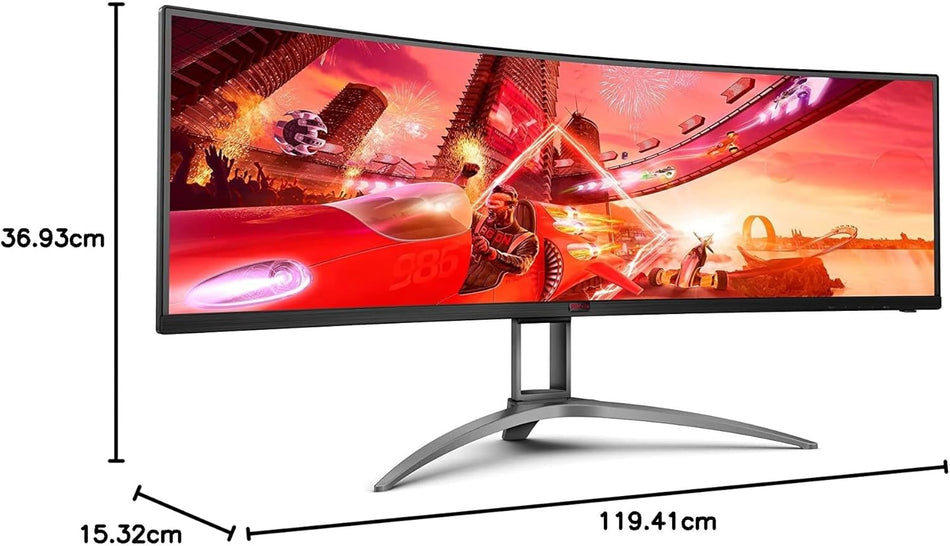 AOC AGON AG493UCX2 49" DQHD Curved 1800R VA SuperWide 32:9, 5120x1440, 165Hz 1ms(MPRT)/FreeSync Premium/HDR400/Adjustable Stand/3x HDMI2.0 (HDR)/DP1.4 (HDR)/USB-C 65W/Spk/USB Hub