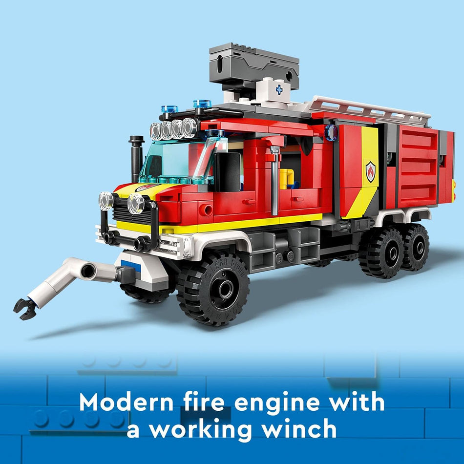 LEGO 60374 City Fire Command Unit 60374, Rescue Fire Engine Toy Set, Ultramodern Truck with Land and Air Drones