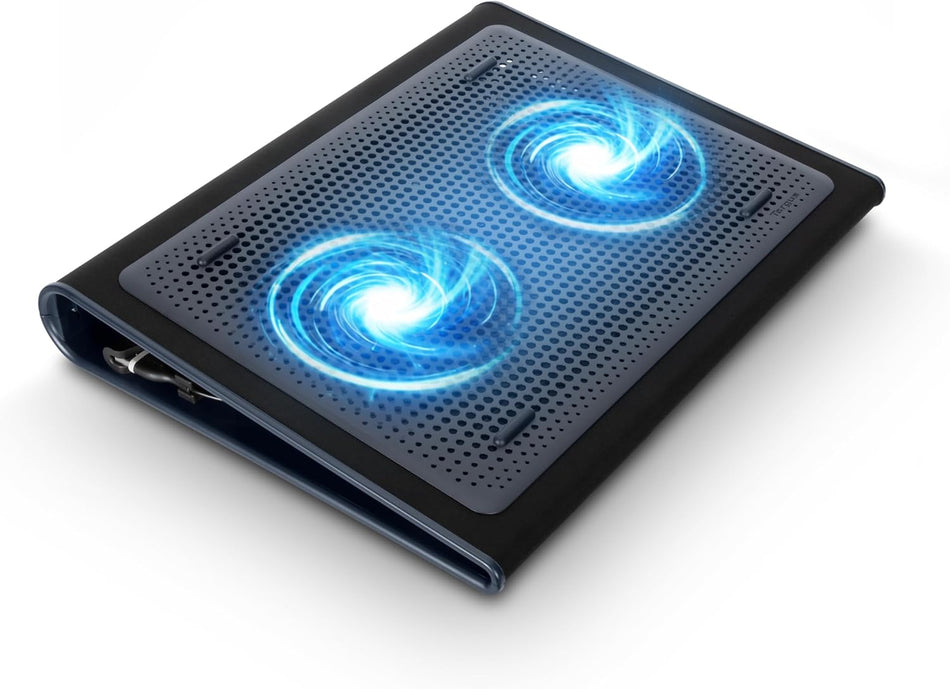 Targus Dual Cooling Fan Laptop Chill Mat, Adjustable Cooling Pad for 17-Inch Notebook, USB-A/Mini USB, Black/Grey