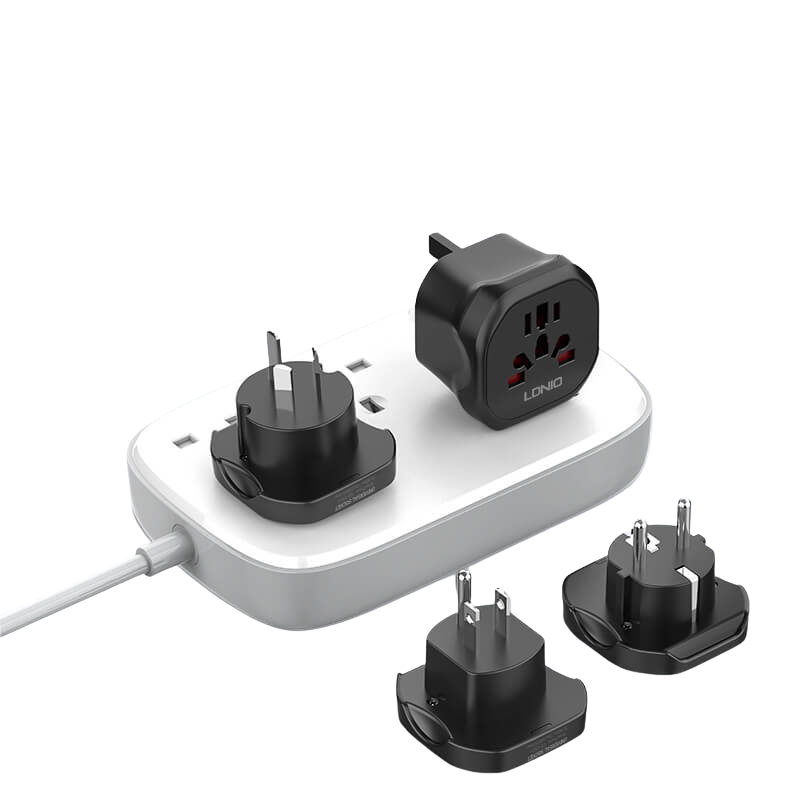 LDNIO Z7 Universal Travel Adapter | Power Strip Conversion Socket | Multi-Plug Power Converter | Compact Design - Black