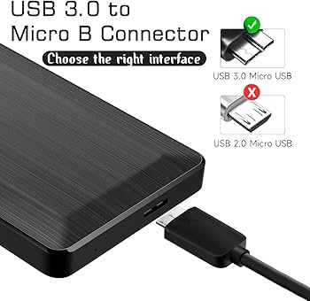 USB 3.0 Type-A to Micro-B External Hard Drive Transfer Cord with Multi-Layer Shielding and Corrosion-Resistant Connectors 30cm Black (5346857565596)