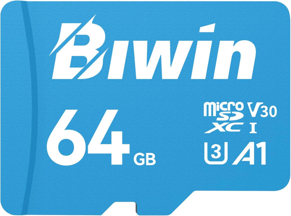 Biwin MS100 Micro SDXC Card 64GB UHS-I U3/V30 Memory Card, Up to 100MB/s Read, for NS Gaming/GoPro/Dash Cam/Action Camera