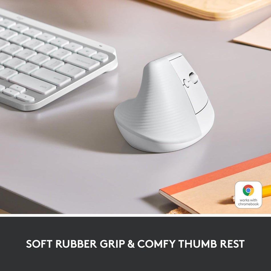 Logitech Lift Vertical Ergonomic Mouse, white - Wireless Optical Mouse