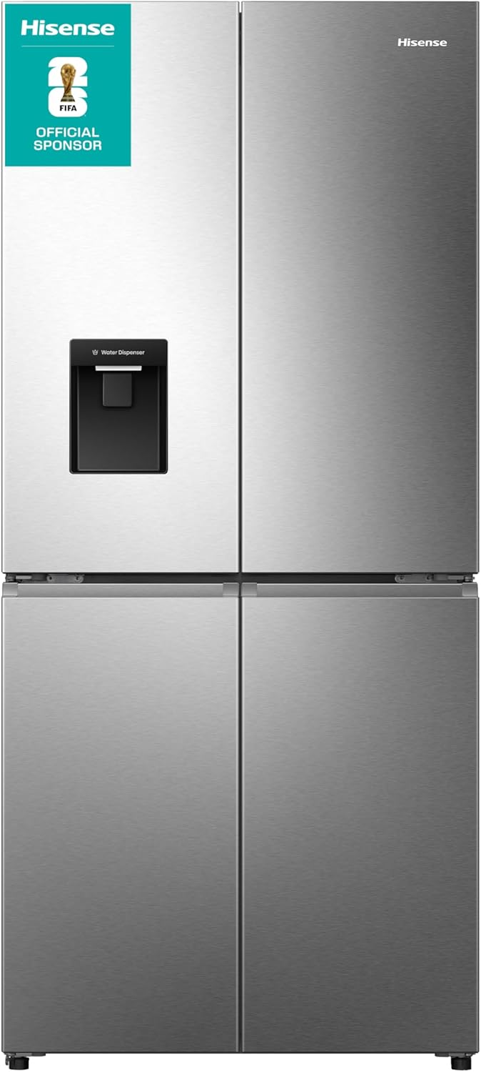 Hisense - RQ5P470SMIE - Wifi Connected American Fridge Freezer Cross Door with Water Dispenser, No Frost, 482 liters, Stainless Steel - E Rated, Noise level: 37 decibels, H178.5 x W79.4 x D69.8 (cm) [Energy Class E]