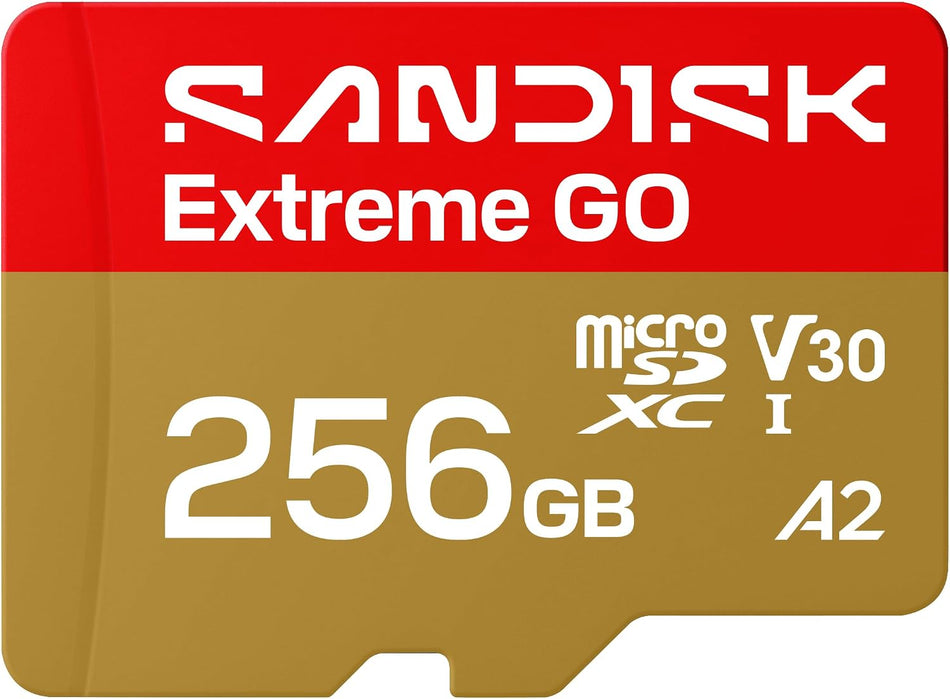 SanDisk Extreme GO MicroSDXC Memory Card Series, 128GB & 256GB, UHS-I Class 10 U3 V30 A2, Up to 240MB/s Read & 160MB/s Write Speed, 5K & 4K UHD Video Recording, Compatible with Smartphones Cameras Drones