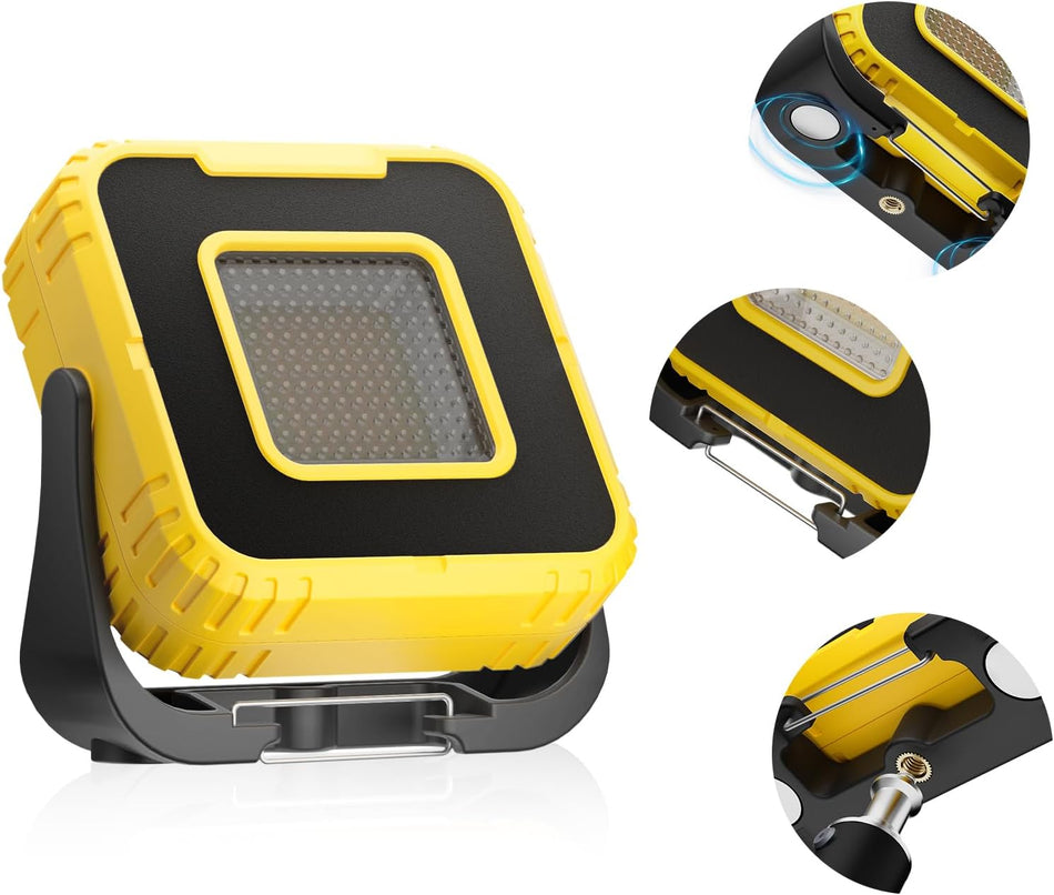 CopPA GZ-01 Flash Floodlight Work Tool kit Lights, Portable LED Work Light Spotlight 3000mAh Rechargeable Dual Light Source with SOS Light Dimmable Cordless Magnetic Worklight COB Floodlight for Camping Garage Repair Hiking