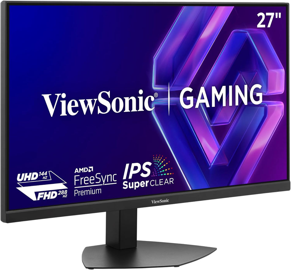 ViewSonic VX2730D-4K 27" 4K Gaming Monitor w/ Switchable Refresh Rate Up to 288Hz, 0.5ms Response Time, HDMI and Display - Black