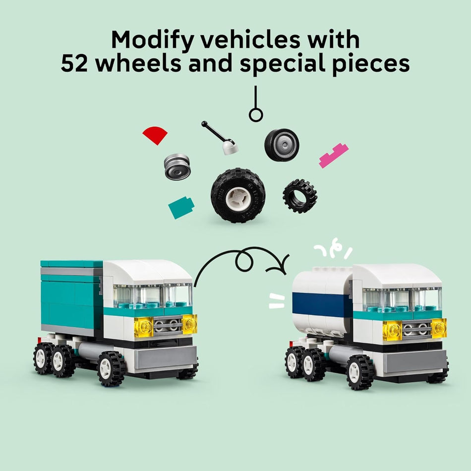 LEGO 11036 Classic Creative Vehicles, Colorful Construction Brick Building Kit with Ice Cream Truck, Police Car Toy, Model City Cars