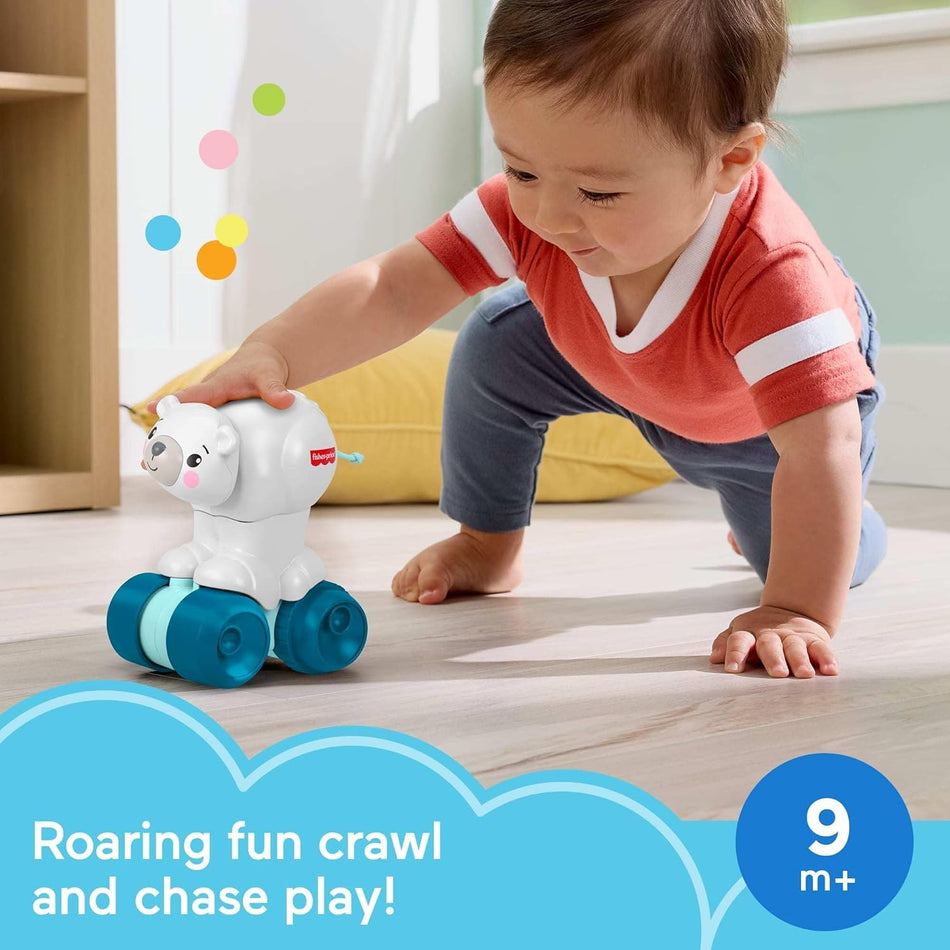 Fisher-Price Crawl After Polar Bear Toddler Development Toy (JDL63) - Animal-Themed Activity Vehicle with Sensory Details for Infants Ages 9+ Months