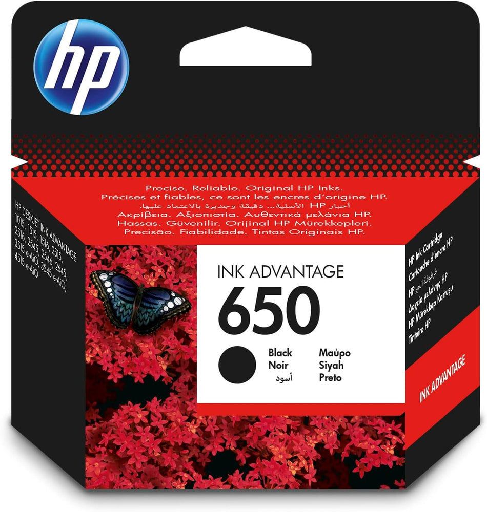 HP 650 Black Original/Tricolor Ink Advantage Cartridge  | High-Quality Printing | 360-Page Yield
