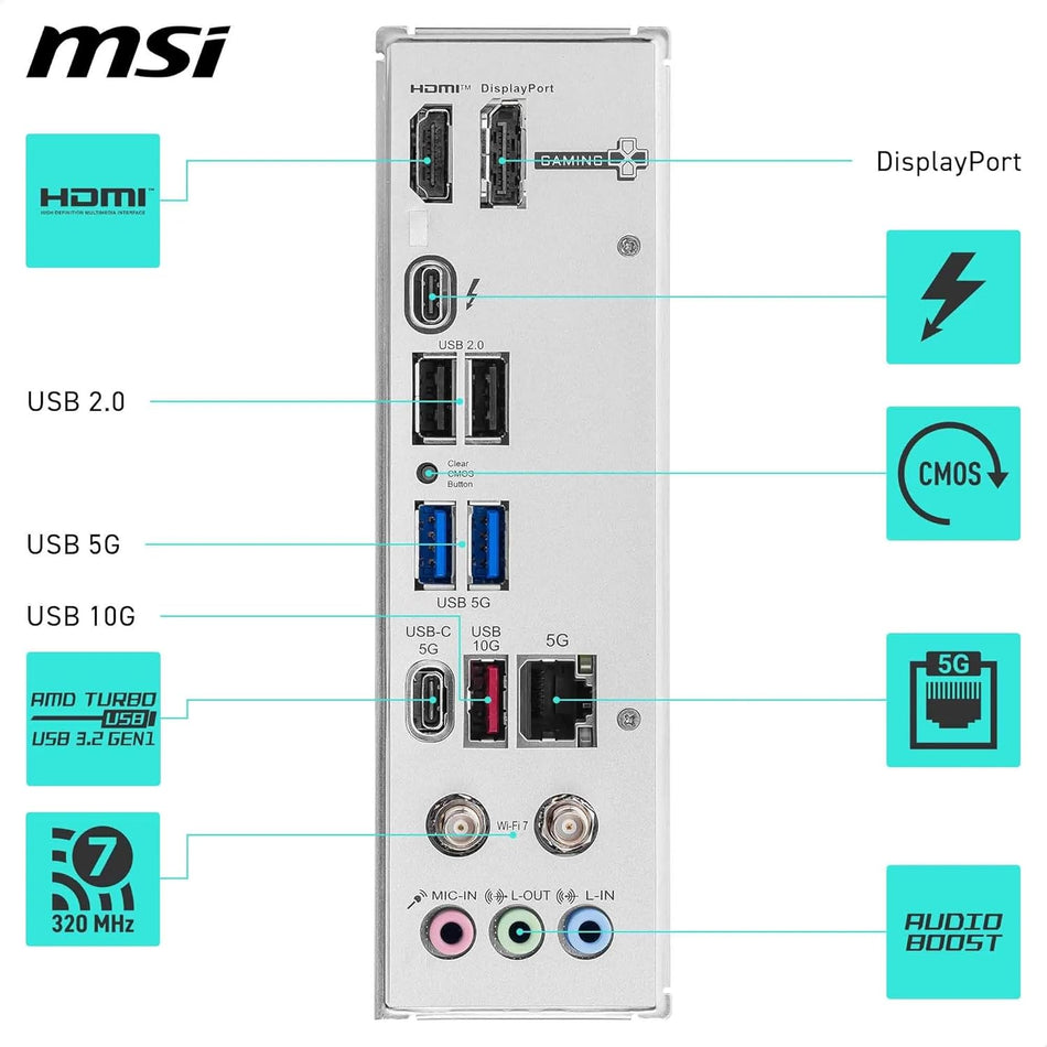 MSI B860M Gaming Plus WiFi, mATX Supports Intel Core Ultra Processors, LGA 1851 DDR5 PCIe 5.0 Gen5, Intel Killer Wi-Fi 7 Motherboard