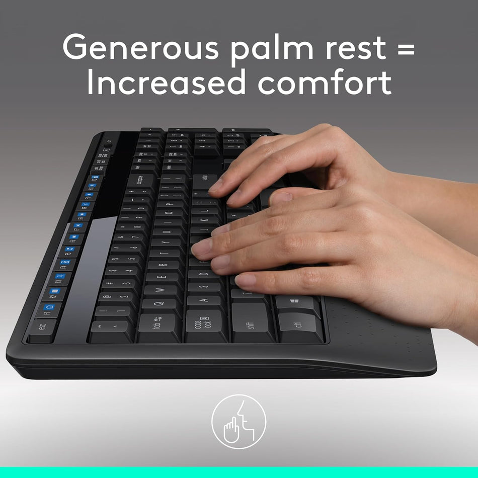 Logitech Wireless Combo MK345 Keyboard and Mouse with extra Long battery life, 48 months battery life, Full-size layout with 12 enhanced F-keys