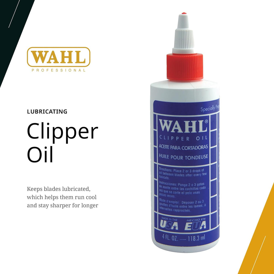 Wahl Professional Clipper Oil, Lubricant for Clippers, Trimmers, and Blades, Extends Blade Life, Reduces Heat and Friction 118 ml 03310-1102