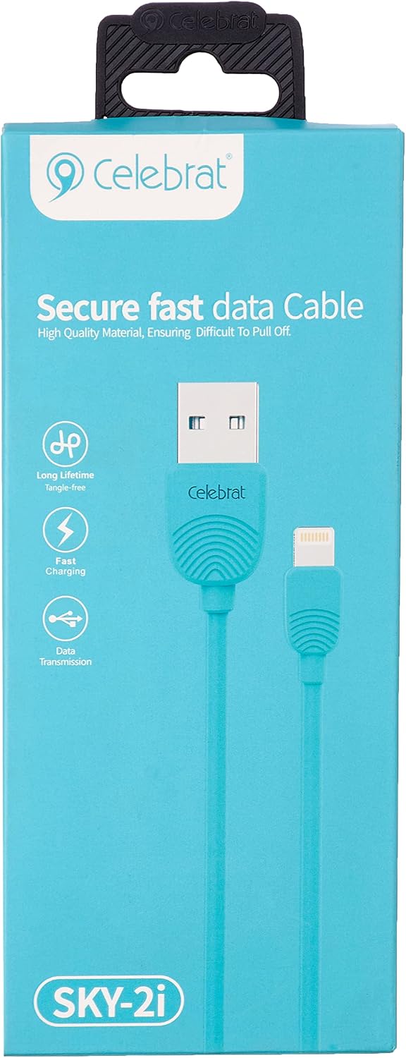 Celebrat Sky-2i Fast Charging USB to Lightning Data Cable – Blue