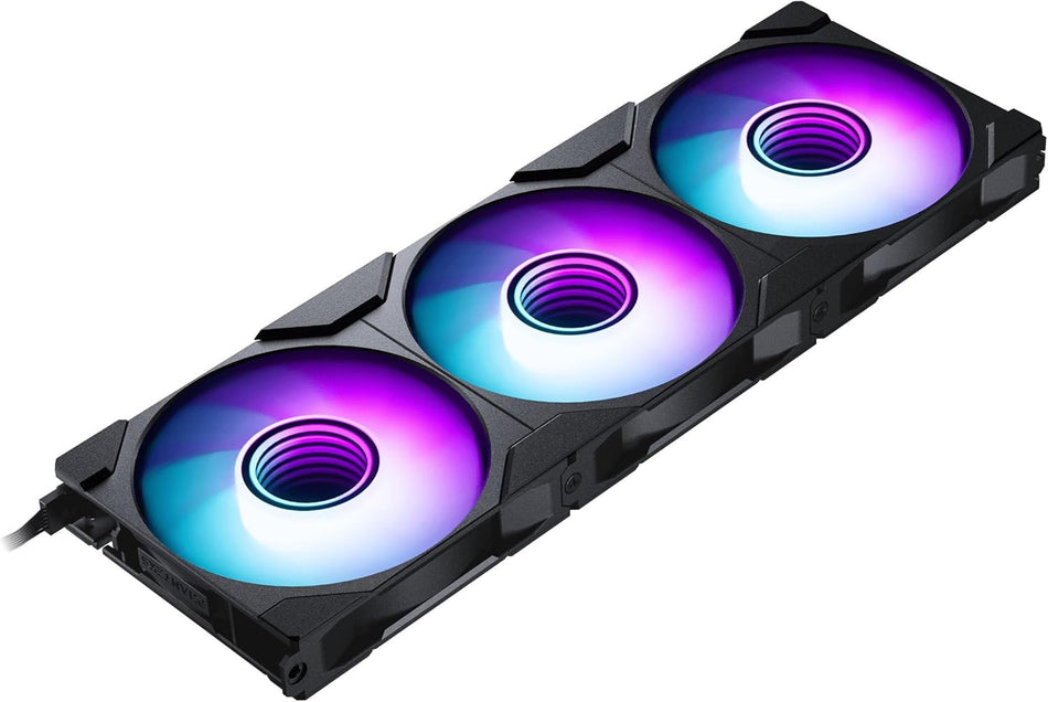 Phanteks M25-120 Gen2 Triple Pack, 3X 120mm ARGB High Performance Cooling Fans, Daisy-Chain Unified Fan Frame, Infinity Mirror hub, Single Cable Connection, Black