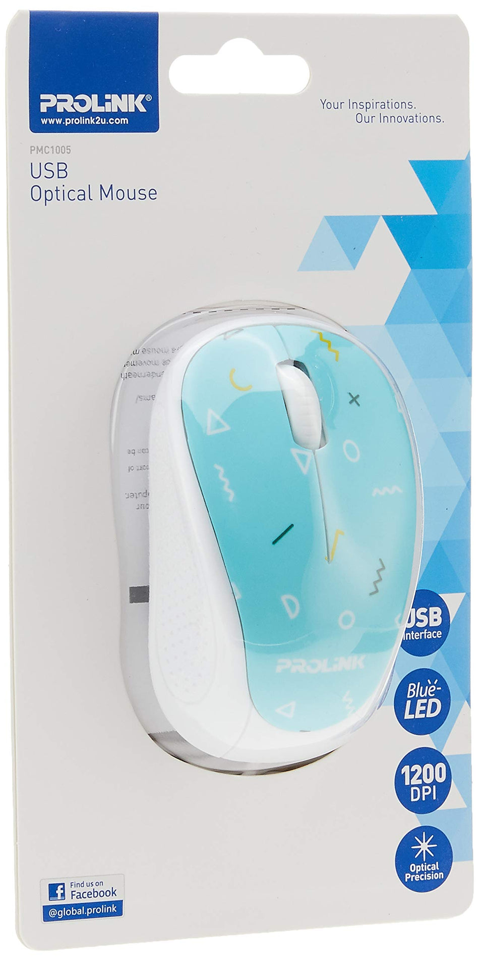 Prolink PMC1005 Wired Mouse 3-Button, 1200DPI, Medium Size, Water Transfer Print, Blossom Rose