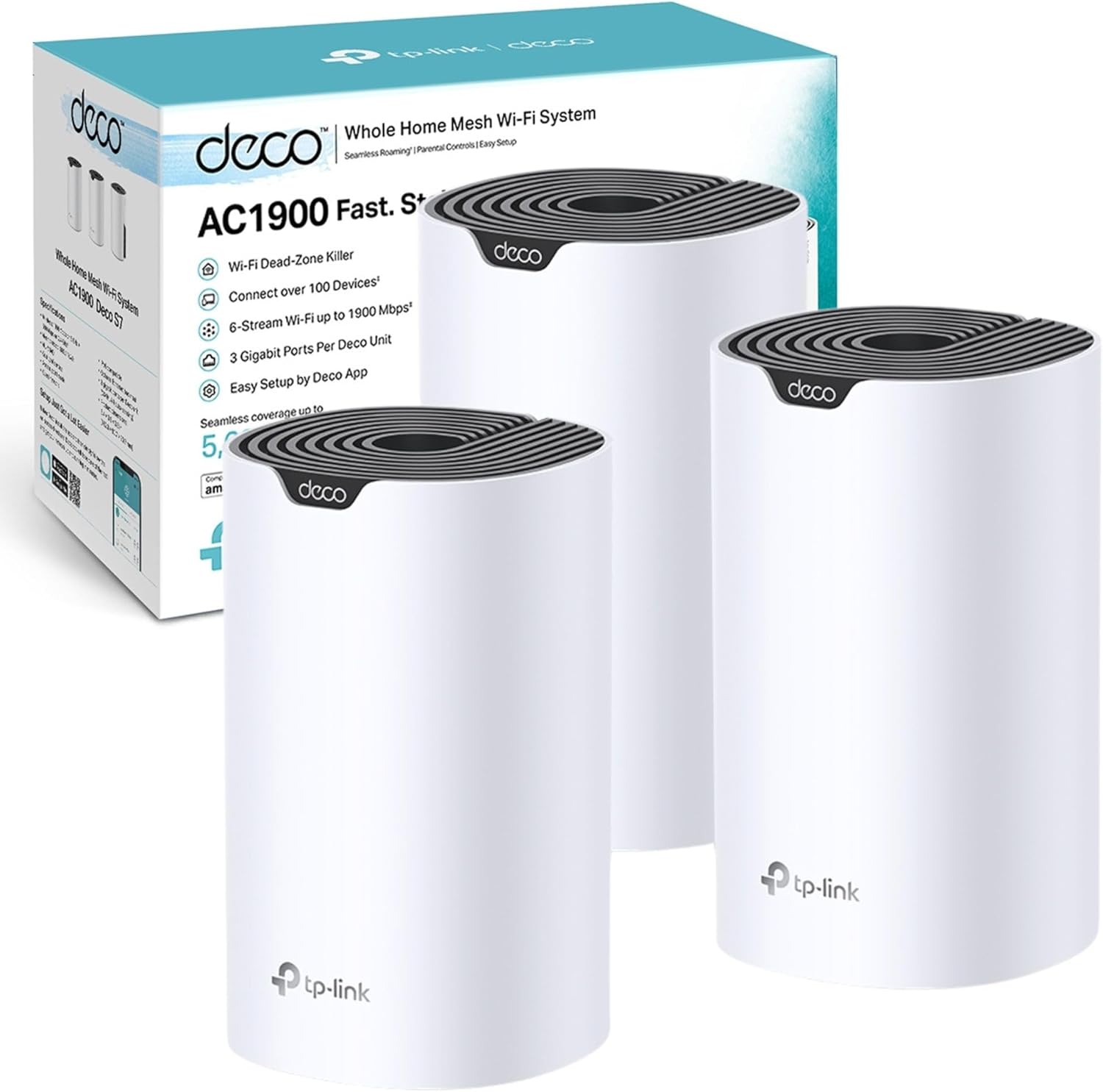 TP-Link Deco S7(3-pack) AC1900Mbps Whole Mesh WiFi System, Dual