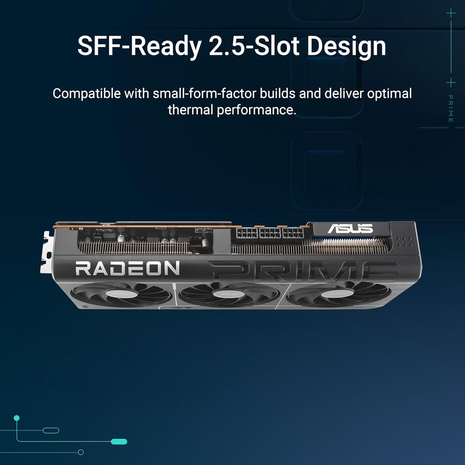ASUS Prime Radeon™ RX 9070 XT OC Edition Graphics Card, AMD (PCIe 5.0, HDMI/DP 2.1, 2.5-Slot Design, Axial-tech Fans, Ball Bearings, Dual BIOS, GPU Guard)-PRIME-RX9070XT-O16G