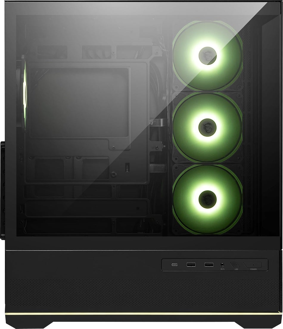 MSI MAG PANO 110R PZ - Mid-Tower Gaming PC Case - Tempered Glass Side Panel - 3 x 120mm ARGB Fans - Liquid Cooling Support up to 360mm Radiator, Mesh Panel