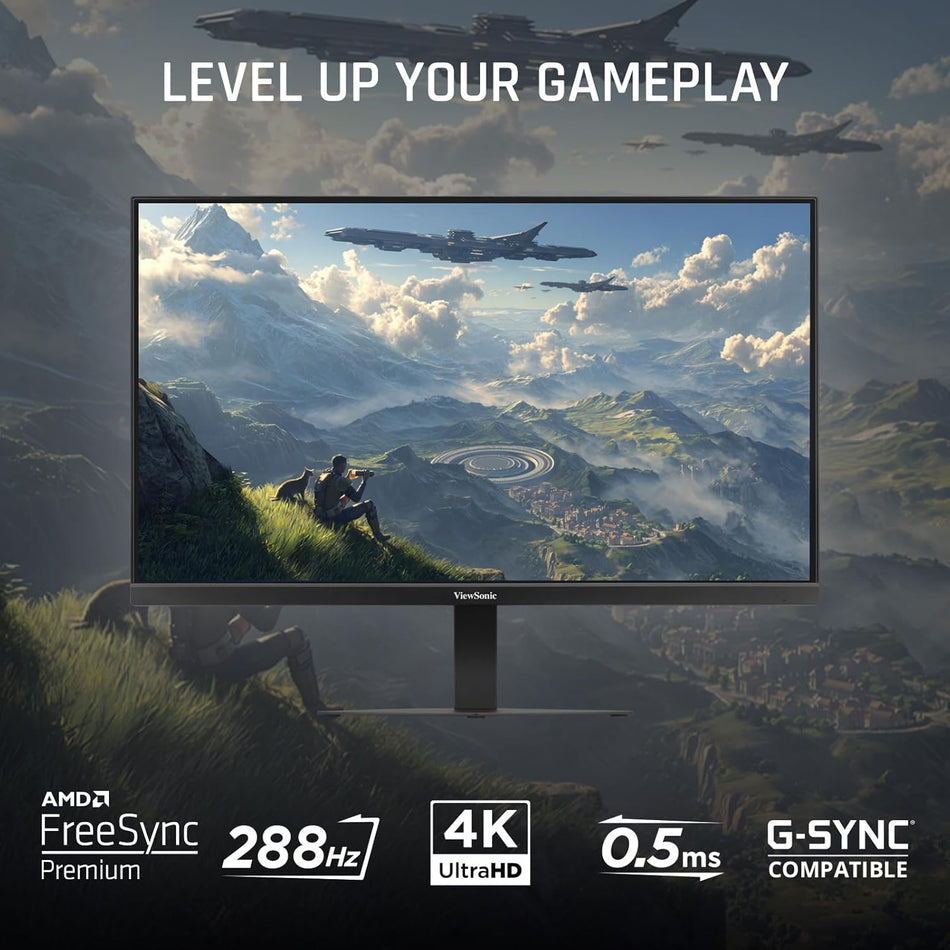 ViewSonic VX2730D-4K 27" 4K Gaming Monitor w/ Switchable Refresh Rate Up to 288Hz, 0.5ms Response Time, HDMI and Display - Black