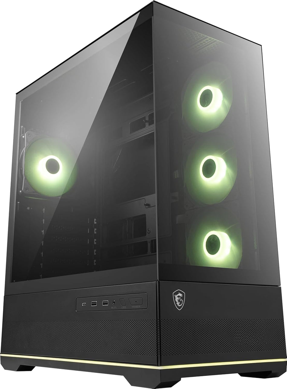 MSI MAG PANO 110R PZ - Mid-Tower Gaming PC Case - Tempered Glass Side Panel - 3 x 120mm ARGB Fans - Liquid Cooling Support up to 360mm Radiator, Mesh Panel