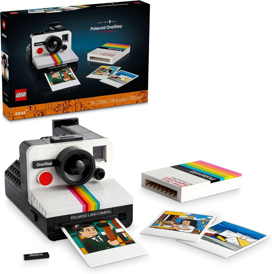 LEGO Ideas Polaroid OneStep SX-70 Building Set for Adults - Vintage Polaroid Model DIY Craft Kit, Ages 18+ - Gift for Birthdays - 21345 (516 Pieces)