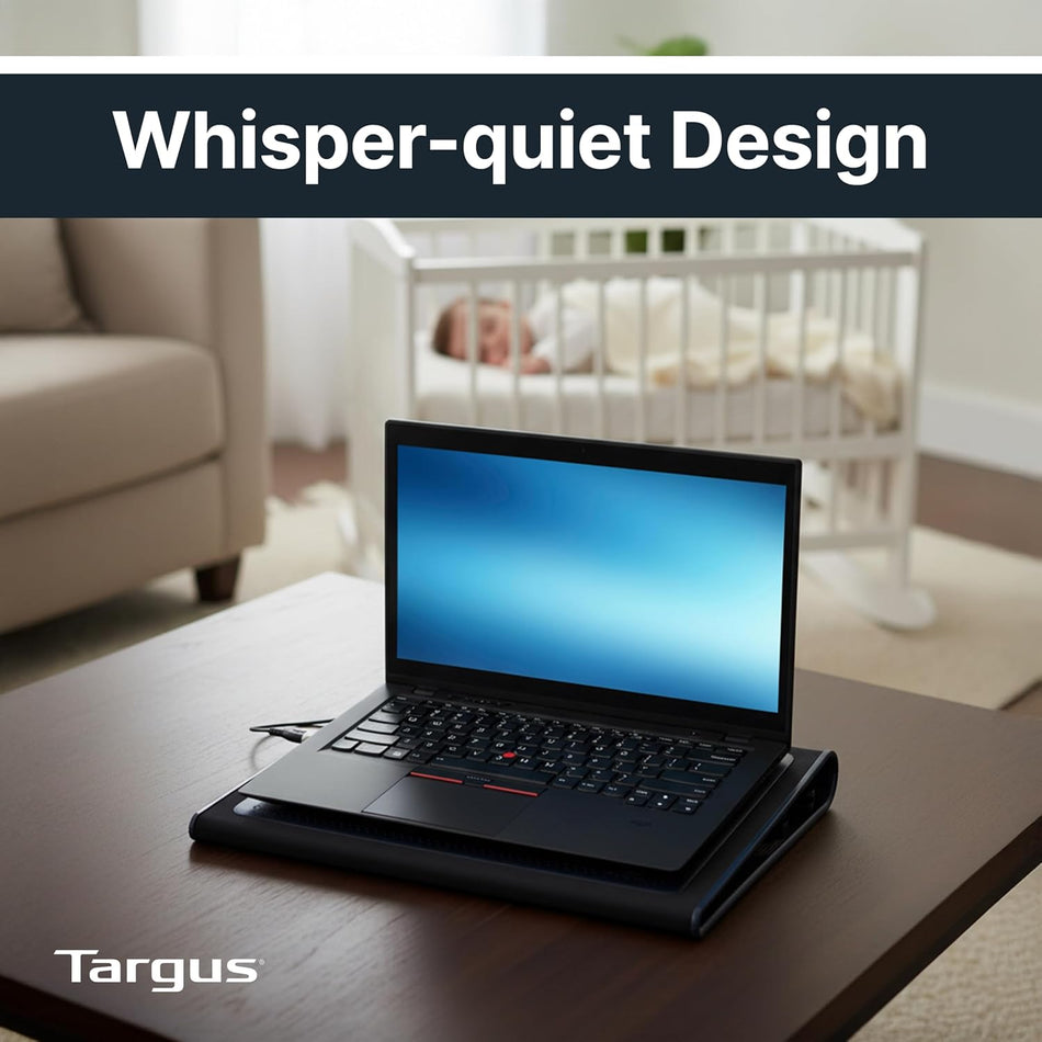 Targus Dual Cooling Fan Laptop Chill Mat, Adjustable Cooling Pad for 17-Inch Notebook, USB-A/Mini USB, Black/Grey