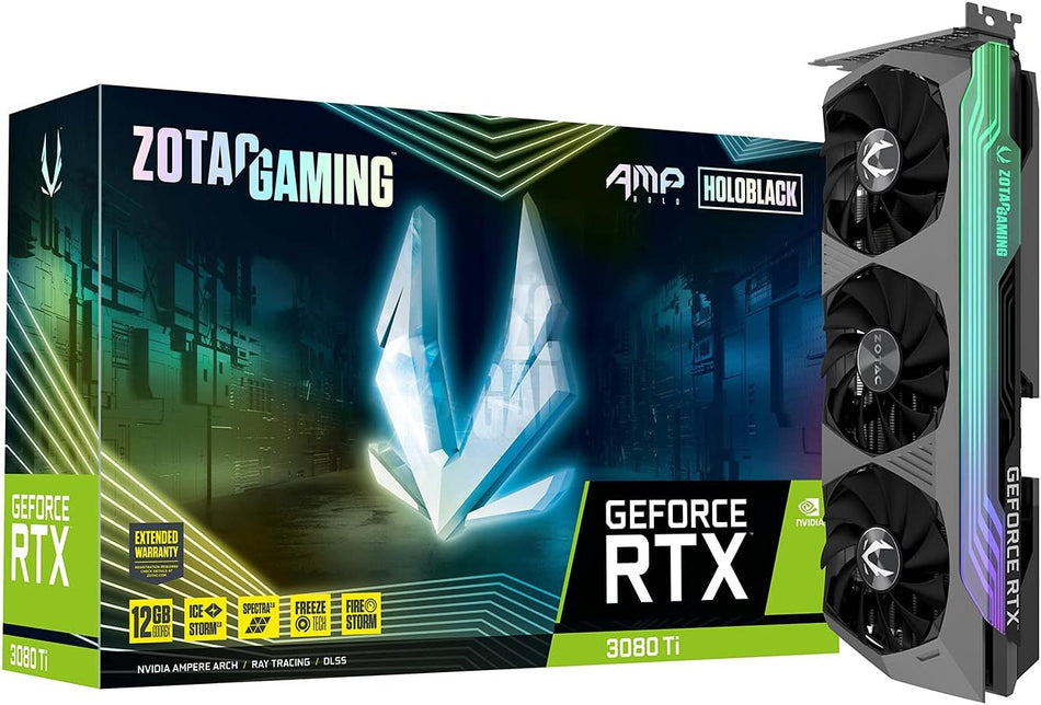 ZOTAC Gaming GeForce RTX™ 3080 Ti AMP Holo 12GB GDDR6X 384-bit 19 Gbps PCIE 4.0 Gaming Graphics Card, HoloBlack, IceStorm 2.0 Advanced Cooling, Spectra 2.0 RGB Lighting, ZT-A30810F-10P