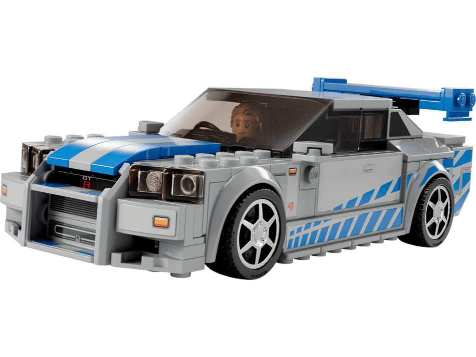 LEGO Speed Champions 2 Fast 2 Furious Nissan Skyline GT-R (R34) Replica Race Car Building Toy Set, Includes Brian O'Conner Minifigure with Toy Wrench, Collectible Movie Model Gift Idea for Boys, Girls, Kids and Adult Car Fans Ages 9+, 76917 (319 Pieces)