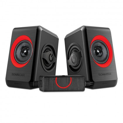 SonicGear Quatro 2 BASS-2 USB 2.0 Desktop Speakers with Built-In Bass Reflex Panels (Lime Green / Festive Red / Turquilla / Sunny Orange)