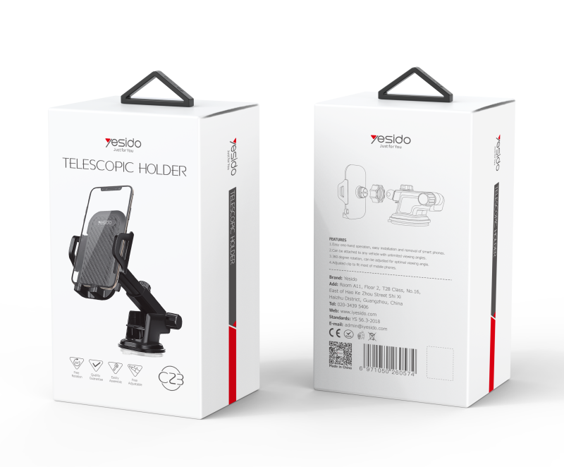 Yesido C23 Telescopic Phone Holder Adjustable Desktop Stand 360° Rotation Anti-Slip Foldable Smartphone Mount