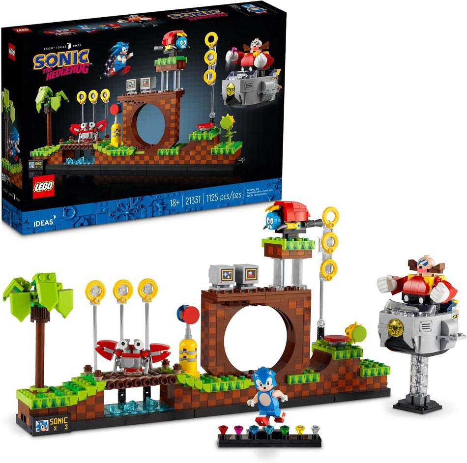 LEGO 21331 Ideas Sonic The Hedgehog – Green Hill Zone Collectible Set, Nostalgic 90's Gift Idea for Adults with Dr. Eggman Figure and Eggmobile