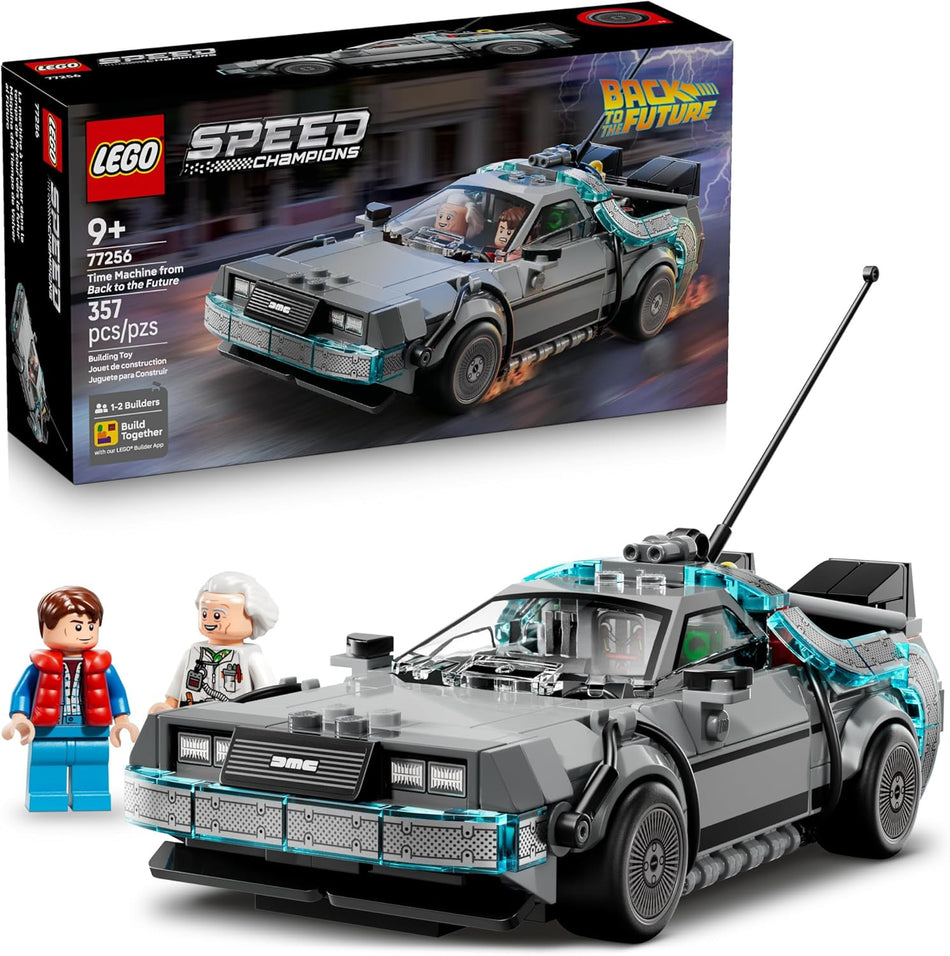 LEGO Speed Champions Time Machine from Back to The Future Building Toy for Kids - Pretend Play & Display Car Toy W/ 2 Build Modes for Boys & Girls, Ages 9+ - Gift for Birthdays - 77256 (357 Pieces)
