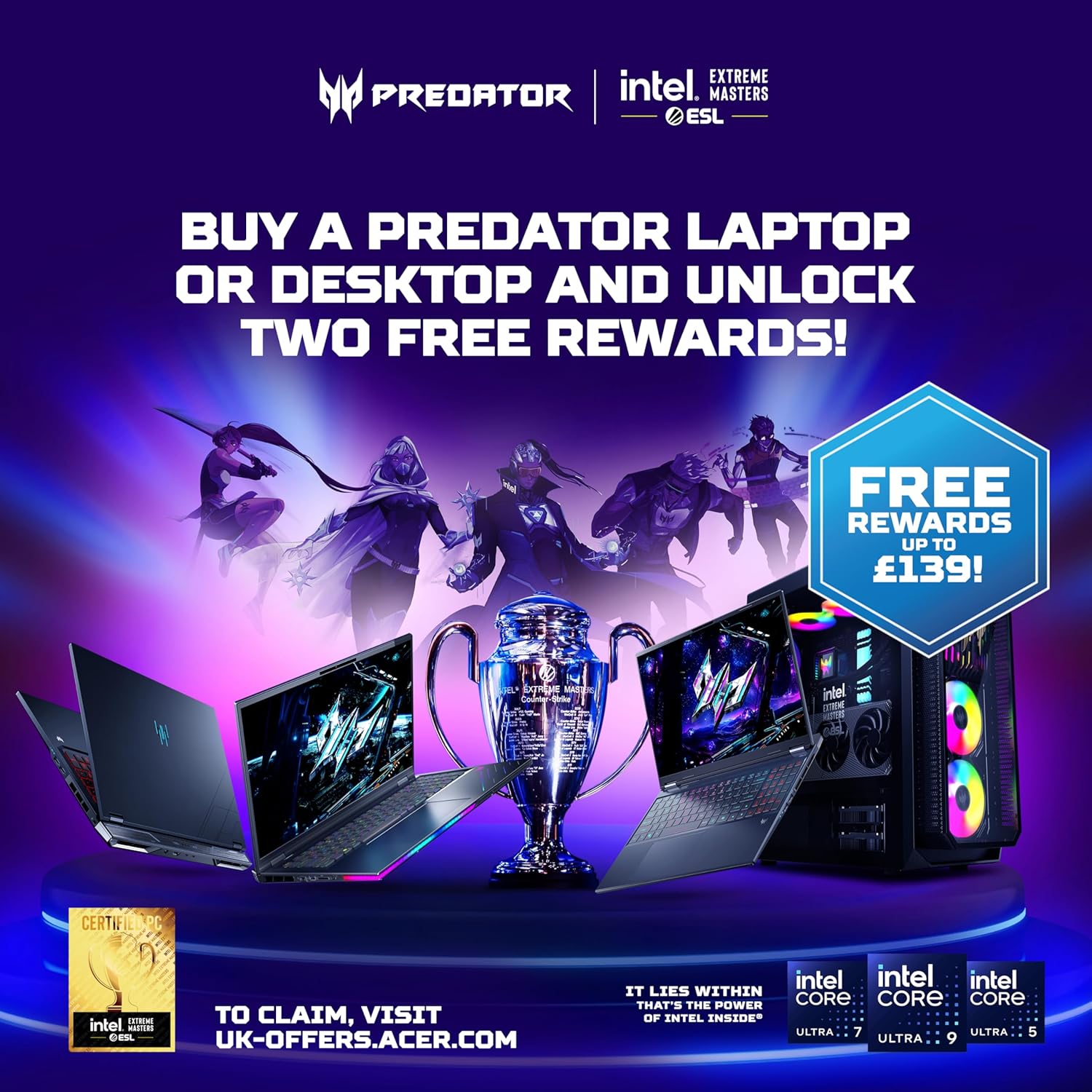 Acer 16" Predator Helios AI PH16-73-94QC powered by Intel Core Ultra 9 (24-core), 32GB DDR5 & 2TB PCIe SSD. Features 16" 2560x1600 240Hz OLED, RTX 5090 24GB GDDR7, 5GbE, Wi-Fi 7, HDMI 2.1, USB-C/A, RGB keyboard & Windows 11 Home
